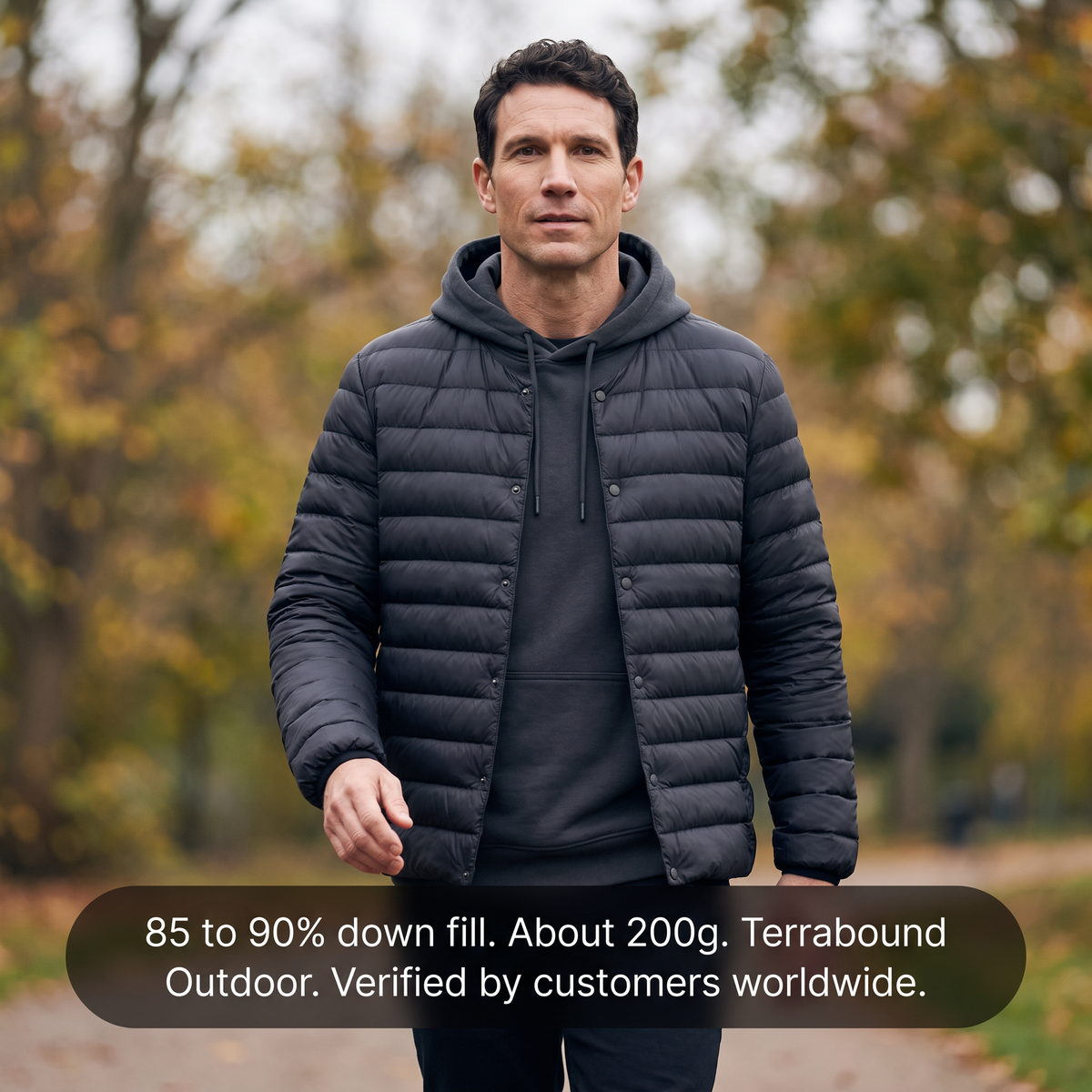 Herren Daunenjacke – wandelbarer V-Ausschnitt, leicht gesteppt