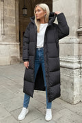 Lange Steppjacke mit Kapuze für Damen