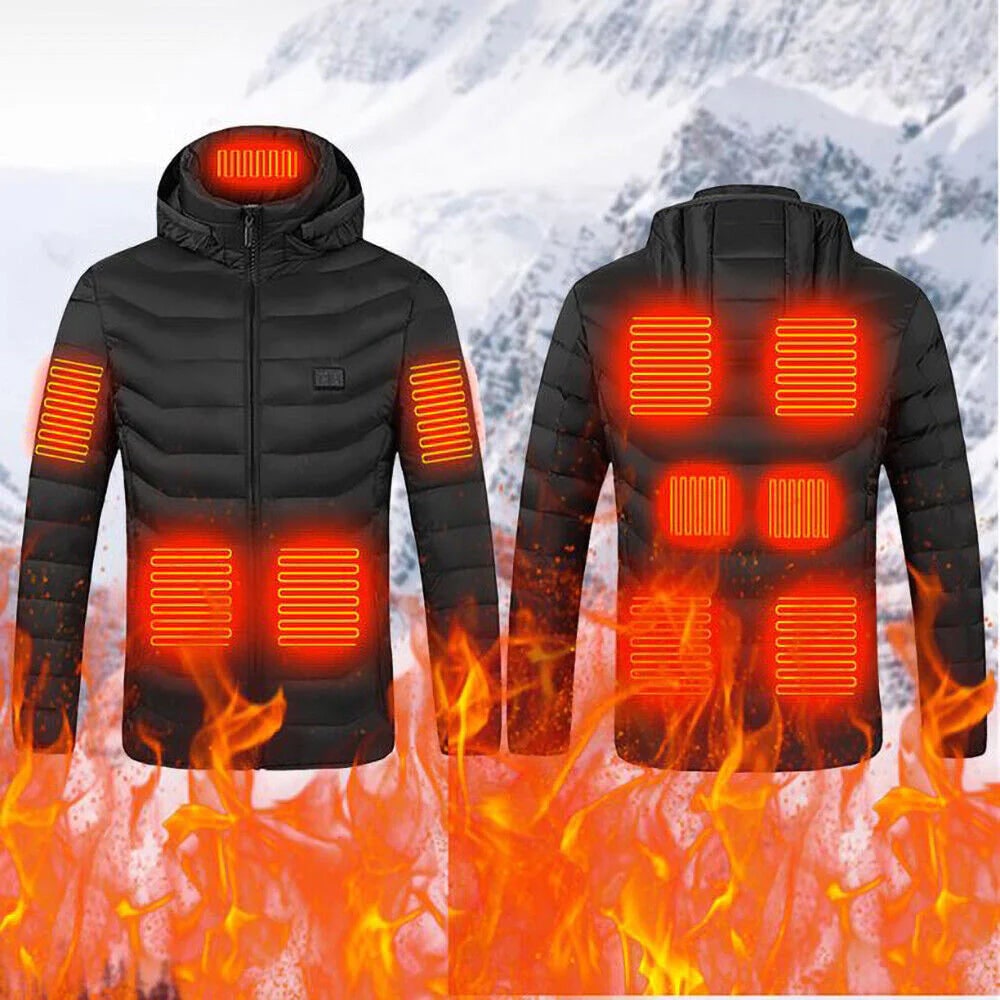 Herren beheizbare Steppjacke mit Temperaturregelung und Kapuze