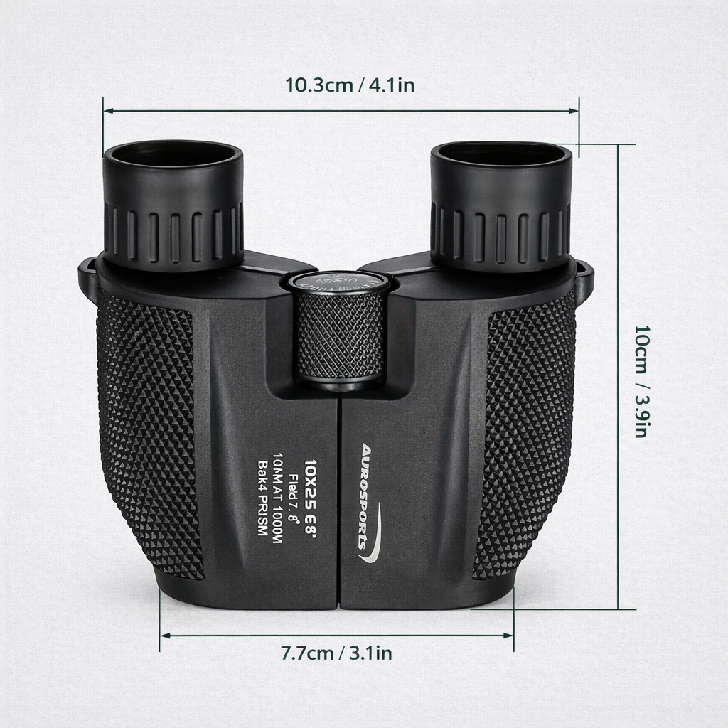 Kompaktes Fernglas 10x mit 25-mm-Frontlinsen für die Naturbeobachtung
