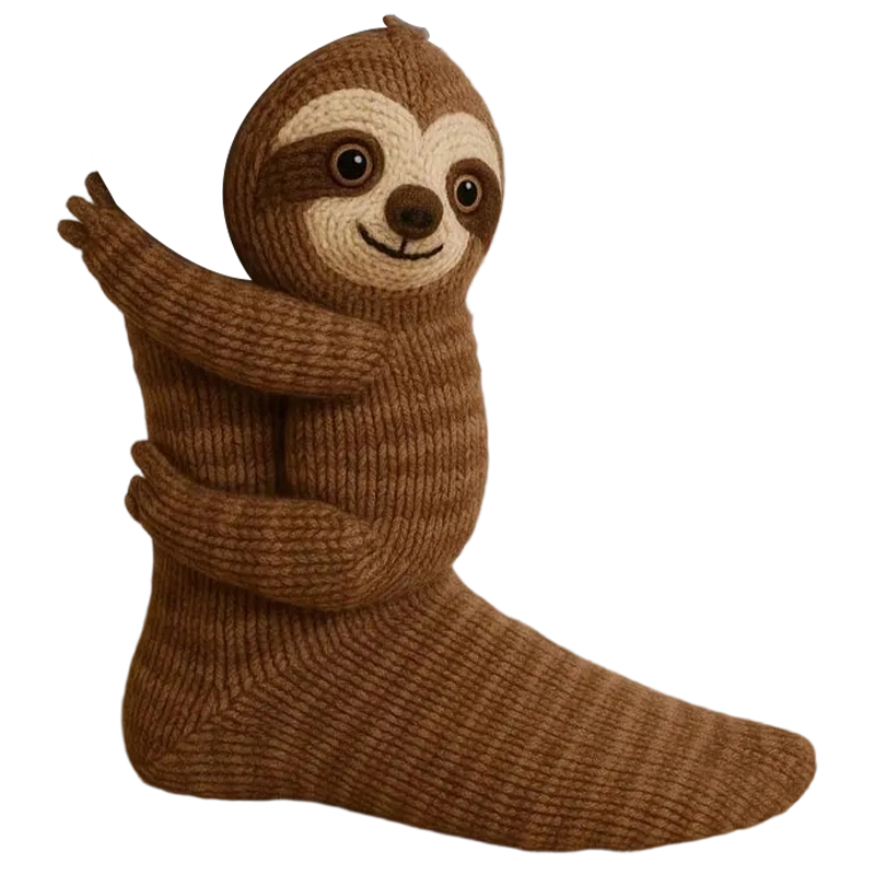 Tiersocken mit 3D-Plüschfigur – Crew-Länge, gerippter Strick