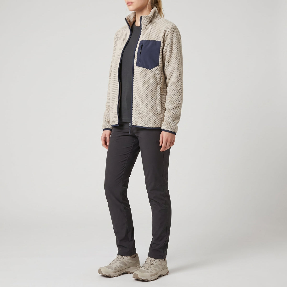 Damen-Fleecejacke mit durchgehendem Reißverschluss – für Wandern