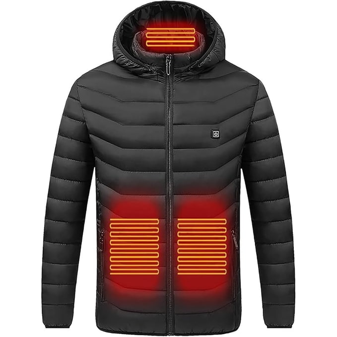 Beheizbare Steppjacke mit 9 Heizzonen und Kapuze