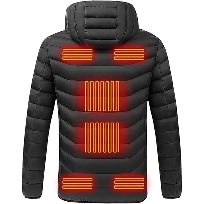 Beheizbare Steppjacke mit 9 Heizzonen und Kapuze