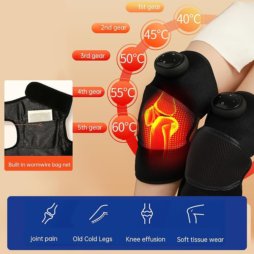 Beheizbare Knie-Massagebandage mit Vibration und digitaler Steuerung