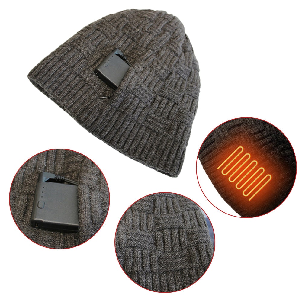 Beheizbare Winter-Beanie mit Ohrenklappen und 3400-mAh-Akku