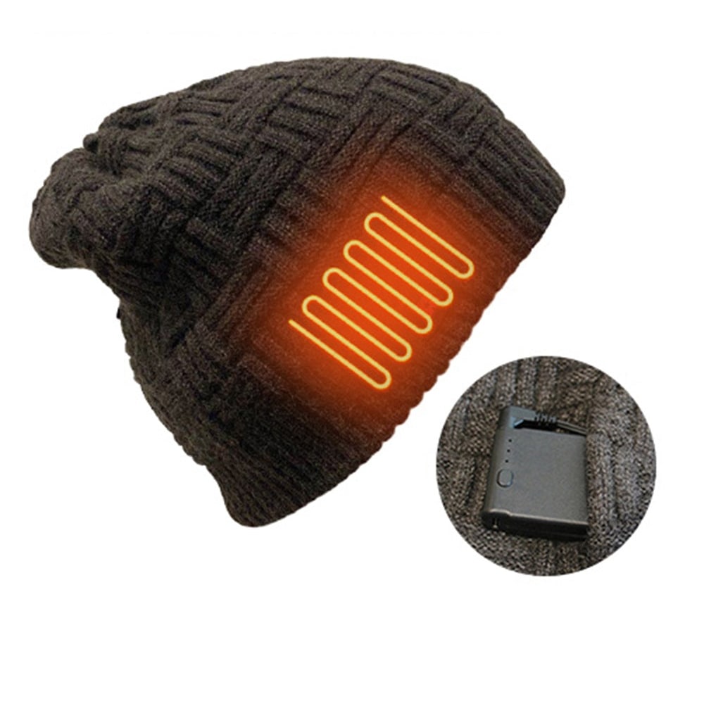 Beheizbare Winter-Beanie mit Ohrenklappen und 3400-mAh-Akku