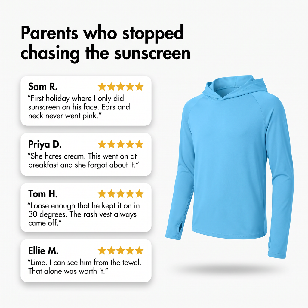 Kinder-Sonnenhoodie UPF 50+ – langärmliges UV-Shirt für Jungen und Mädchen