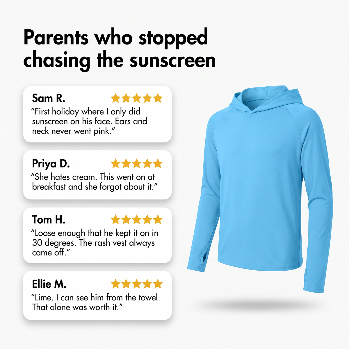 Kinder-Sonnenhoodie UPF 50+ – langärmliges UV-Shirt für Jungen und Mädchen