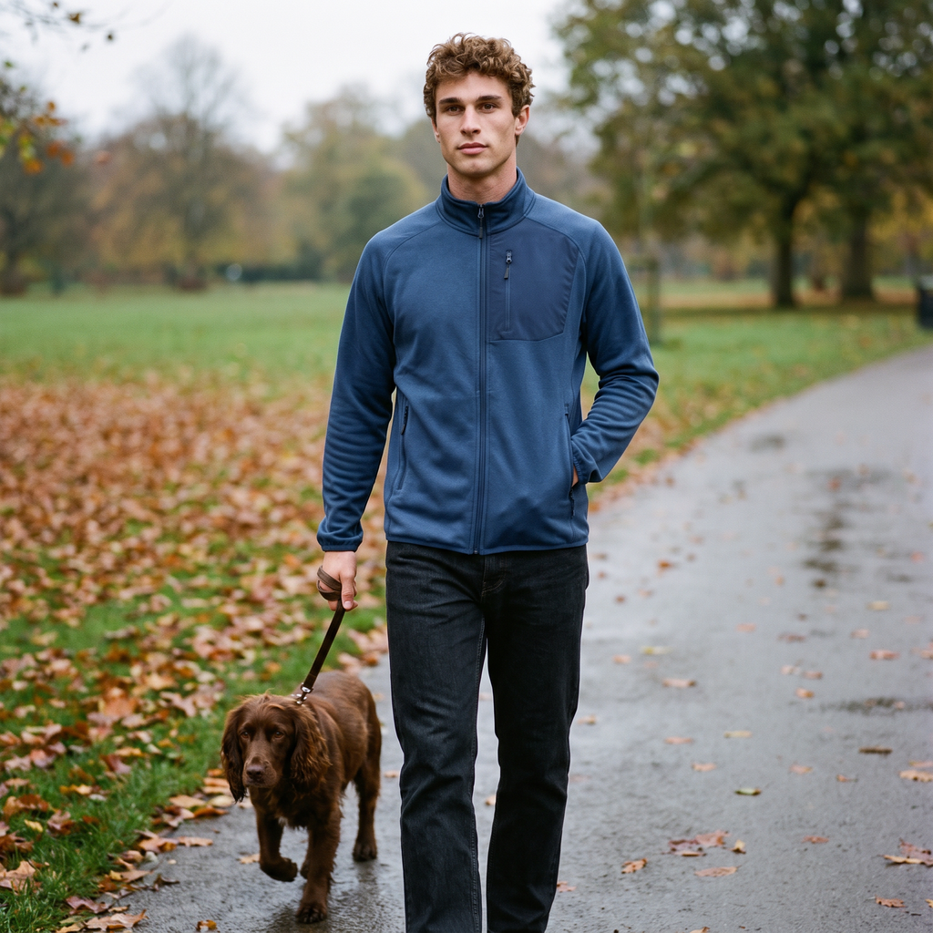 Herren Fleecejacke leicht – Zip-Fleece für Spaziergänge und Wandern