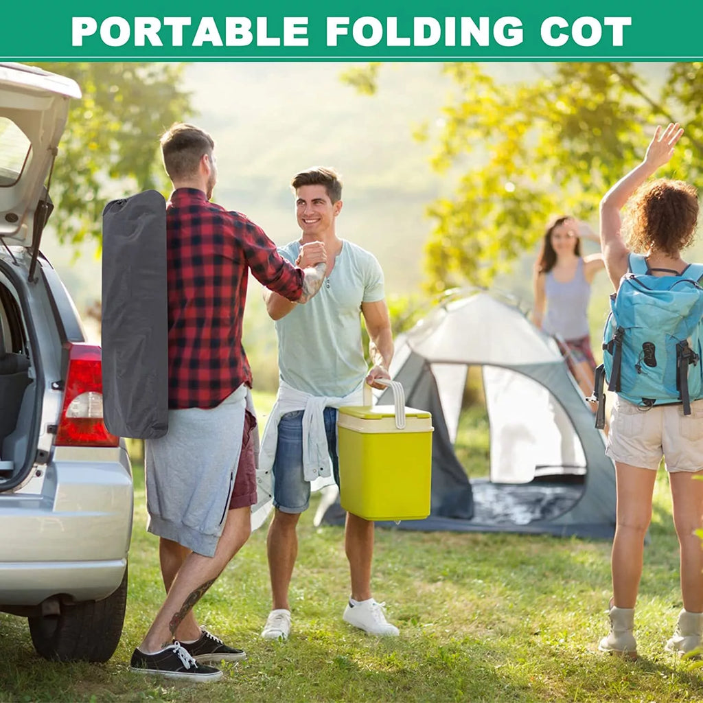 Camping-Liege mit Matratze – tragbares Klappbett für draußen