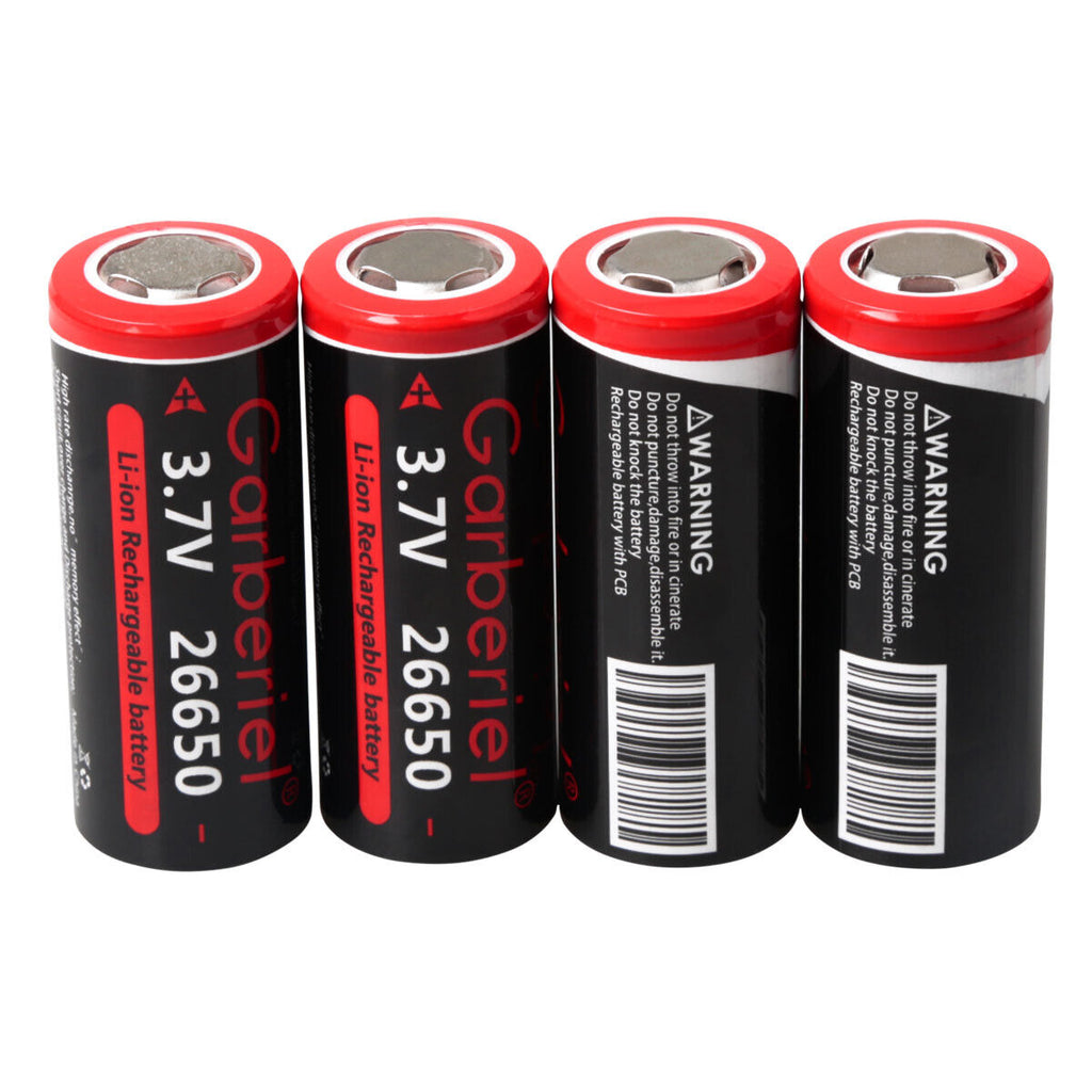 26650 Li-Ion 3,7V wiederaufladbare Akkus – Flat-Top, Hochkapazität (2er-Set)