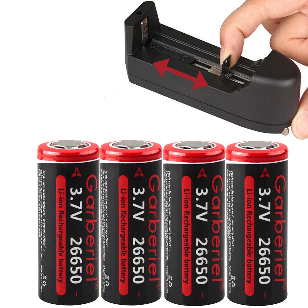 26650 Li-Ion 3,7V wiederaufladbare Akkus – Flat-Top, Hochkapazität (2er-Set)