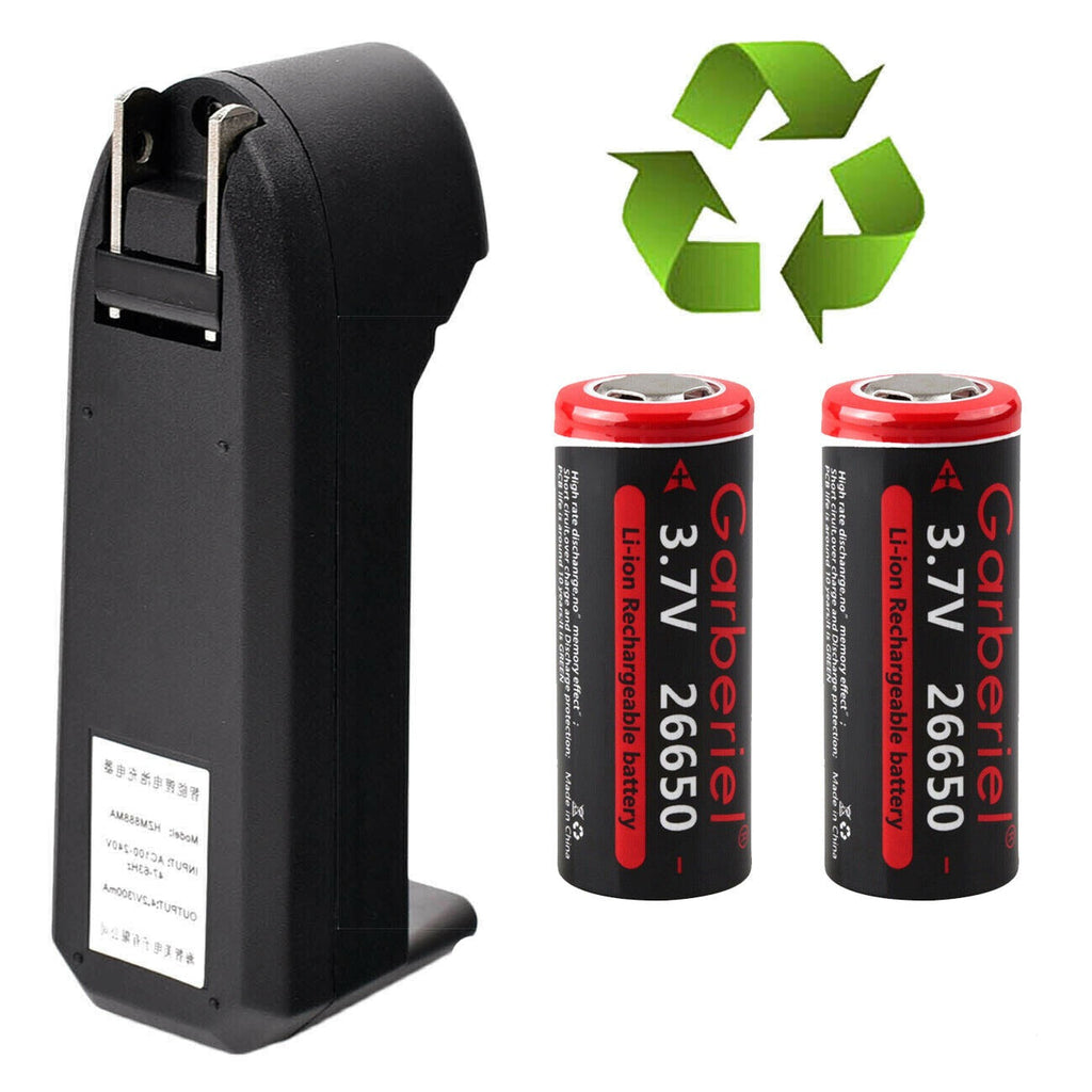 26650 Li-Ion 3,7V wiederaufladbare Akkus – Flat-Top, Hochkapazität (2er-Set)