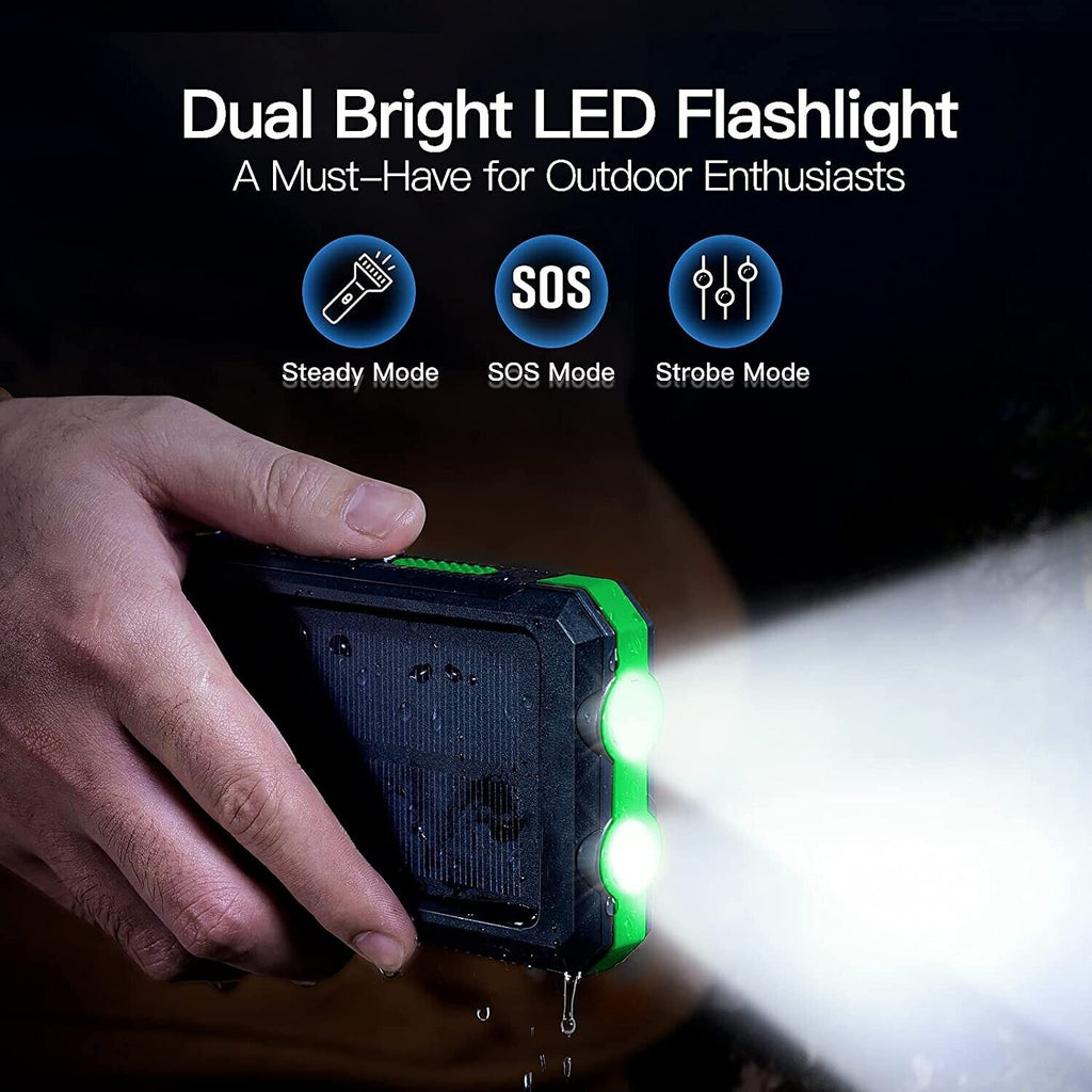 Solar-Powerbank Pro 20.000mAh – mit Doppel-Taschenlampe
