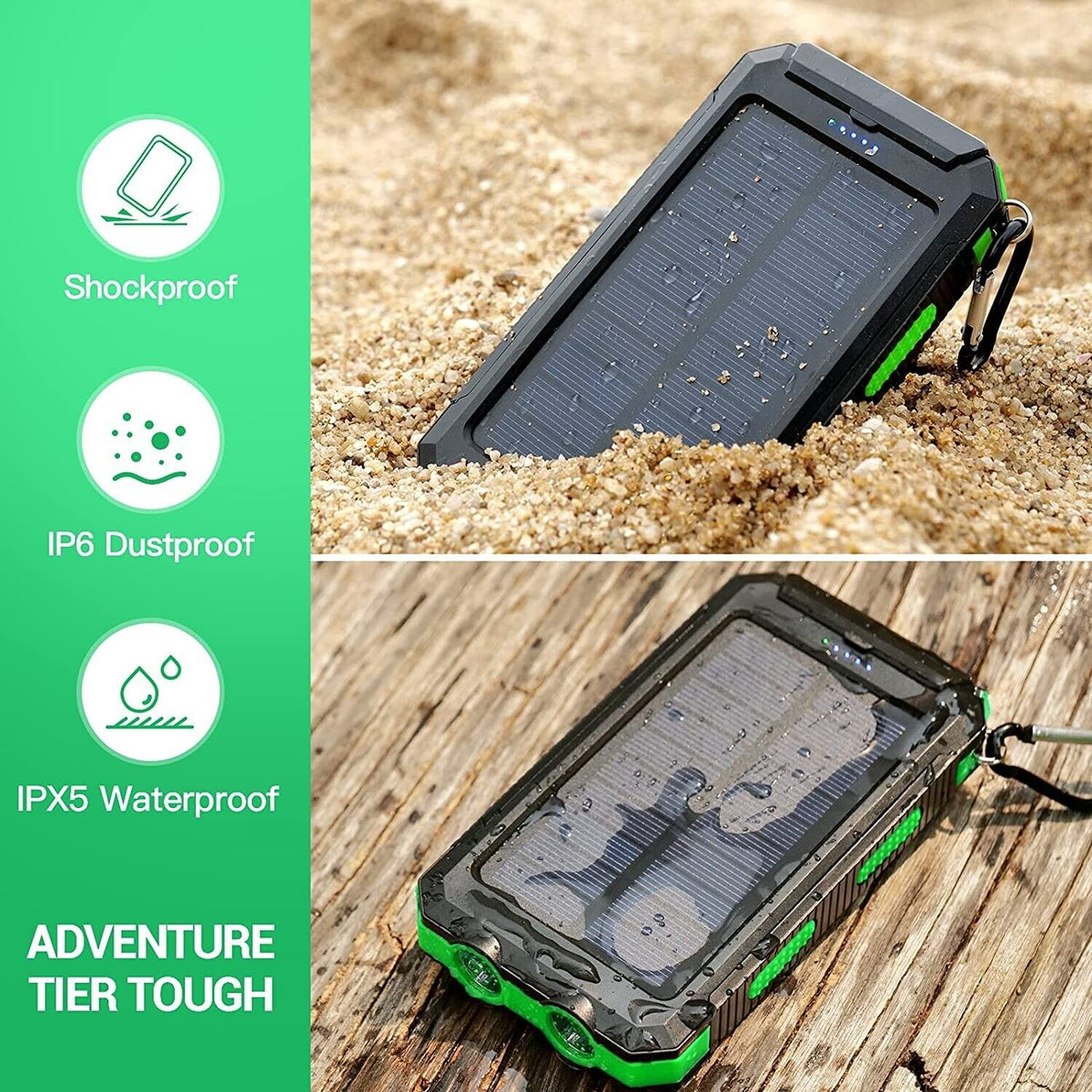 Solar-Powerbank Pro 20.000mAh – mit Doppel-Taschenlampe