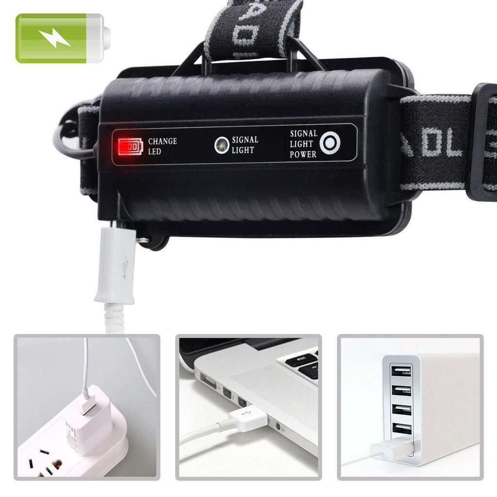 High-Power 5x LED-Stirnlampe – wasserdicht