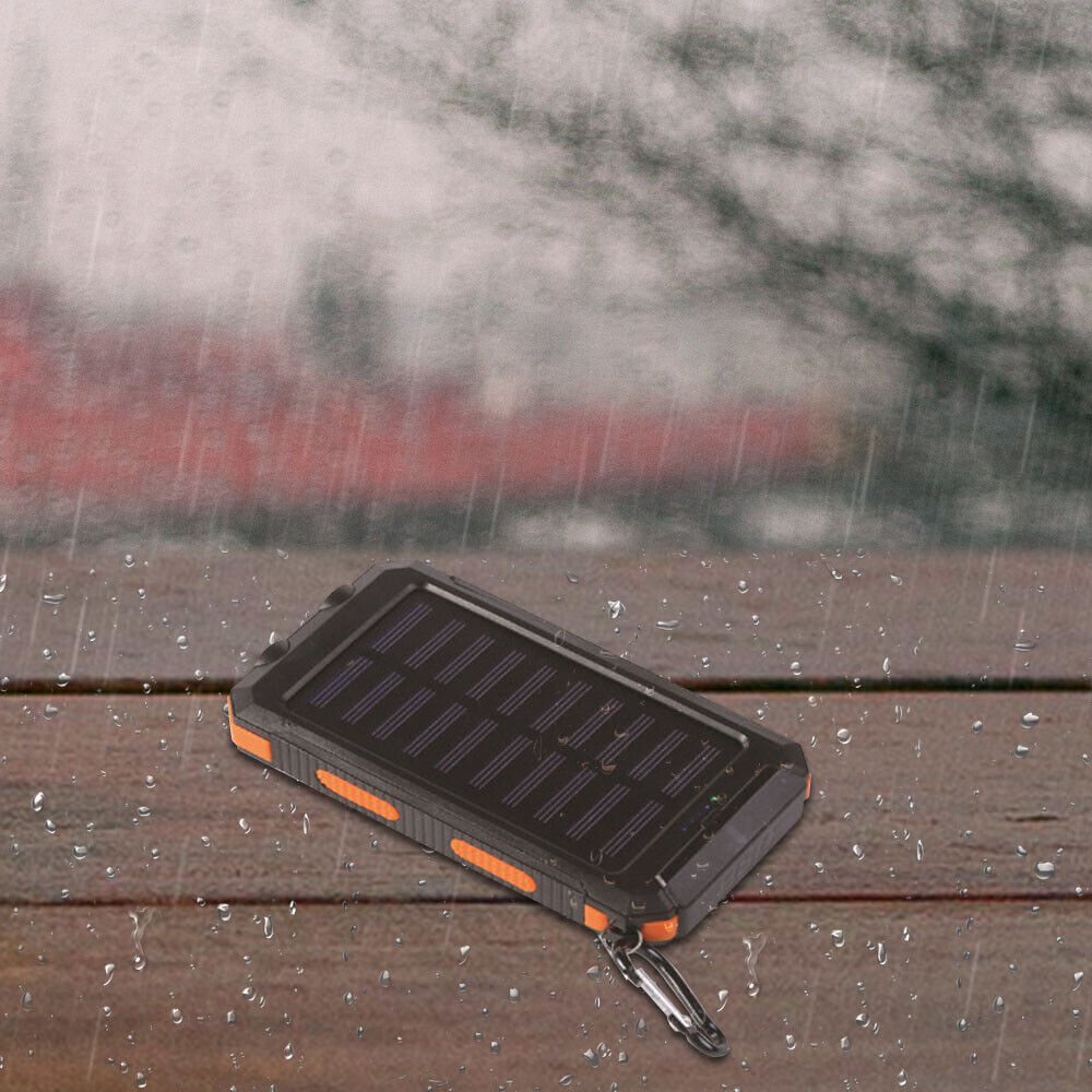 10.000mAh Solar-USB Doppel-Ladegerät – wasserdicht, stoßfest, mit LED-Licht