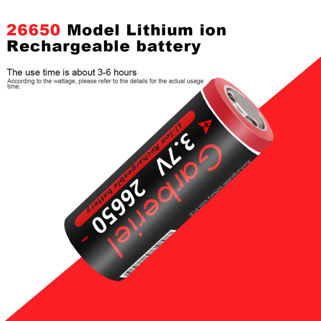 26650 Li-Ion 3,7V wiederaufladbare Akkus – Flat-Top, Hochkapazität (2er-Set)