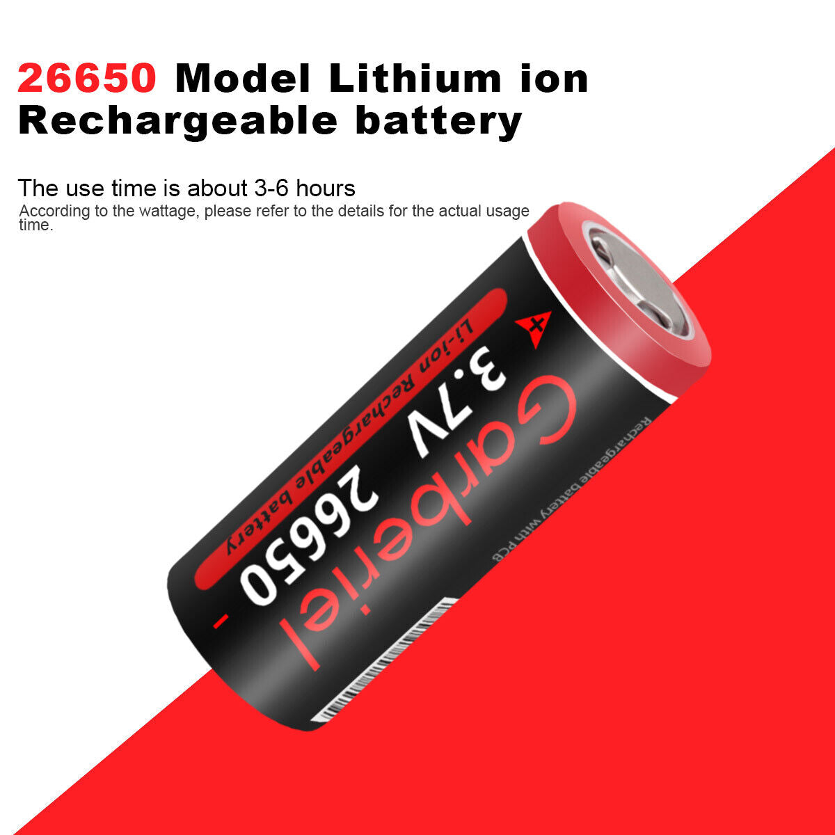 26650 Li-Ion 3,7V wiederaufladbare Akkus – Flat-Top, Hochkapazität (2er-Set)