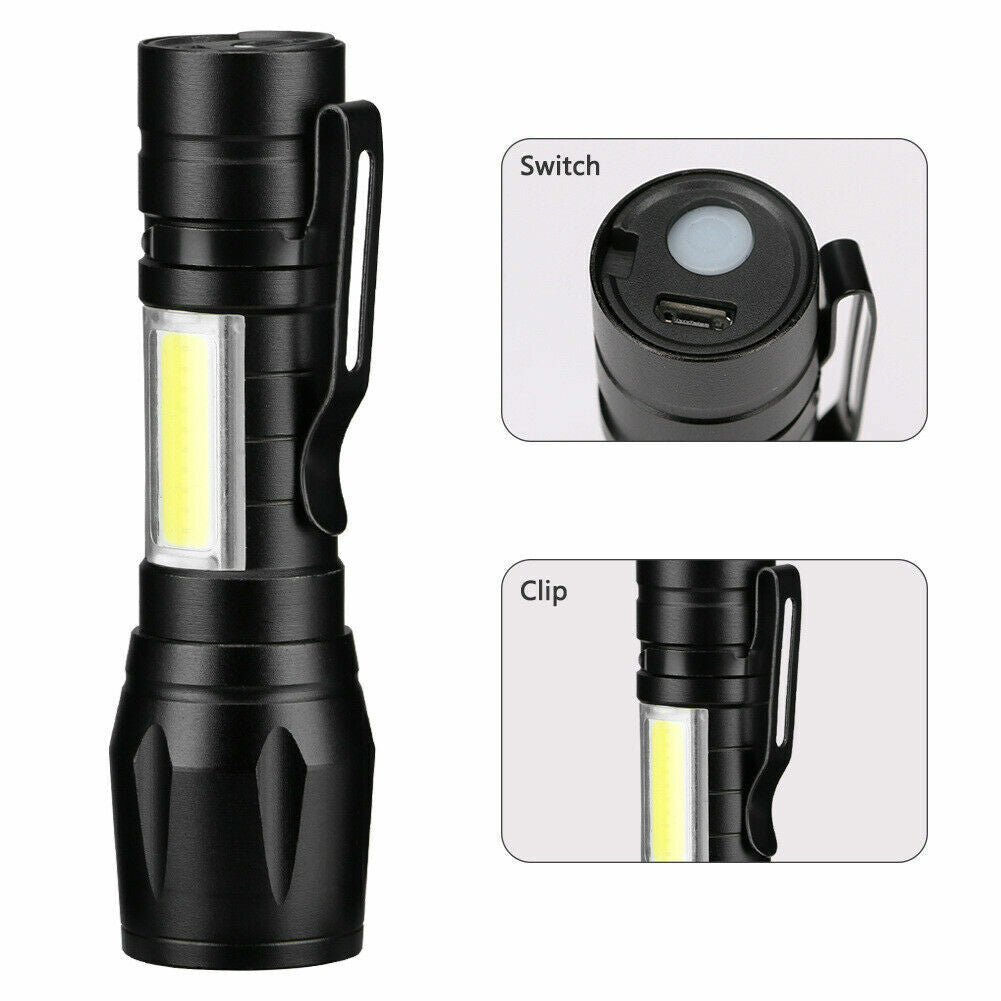 Mini Tactical-Taschenlampe – 900 Lumen, USB-wiederaufladbar, COB-Licht