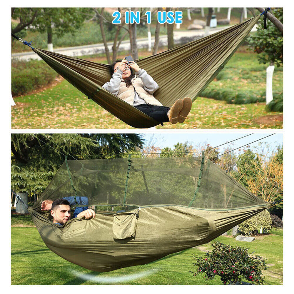 Camping-Hängematten-Set mit Moskitonetz, Unterdecke & Regenschutz