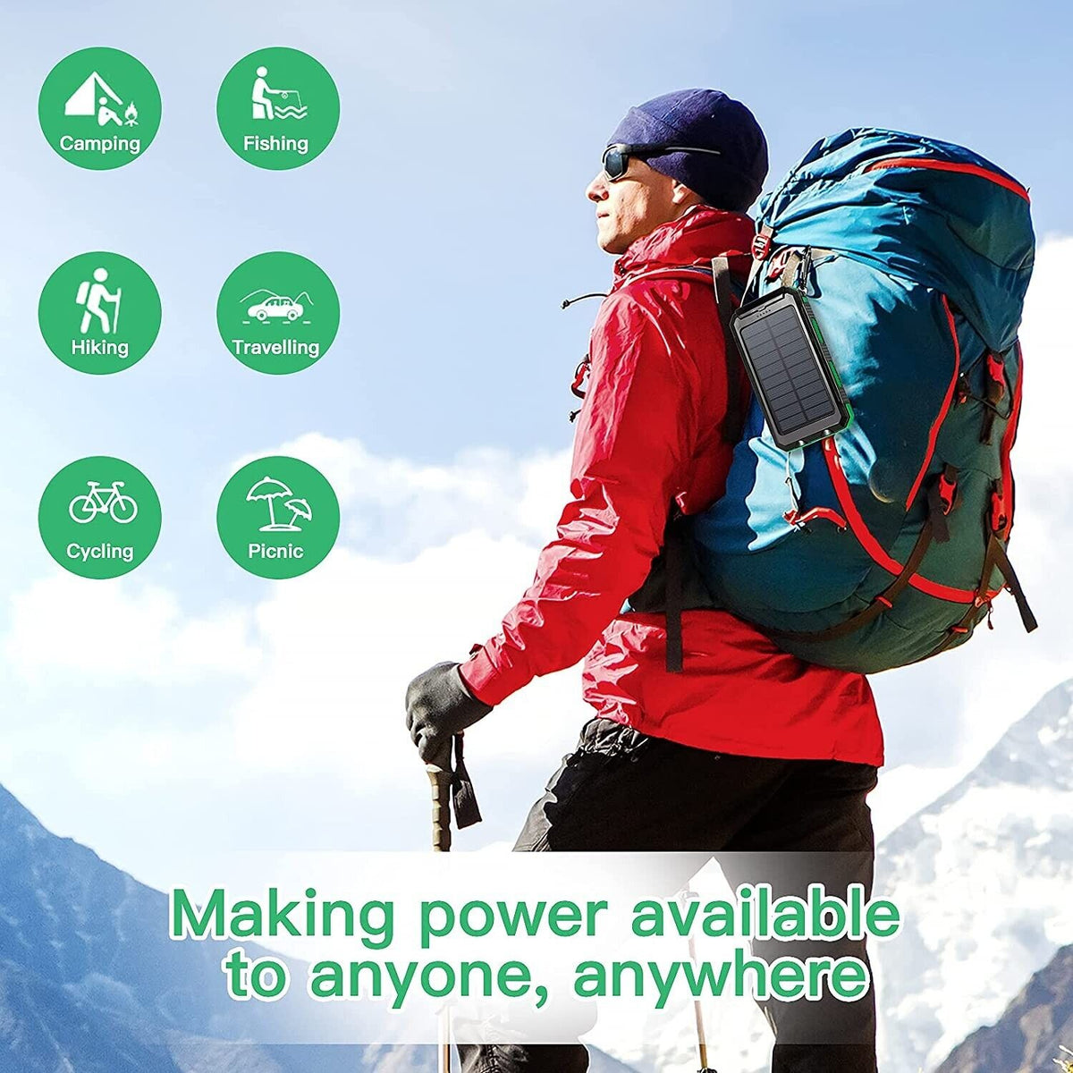 Solar-Powerbank Pro 20.000mAh – mit Doppel-Taschenlampe