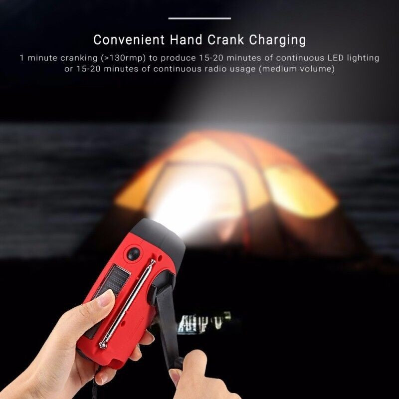 Tragbares Notfall-Handkurbel-Solarradio – AM/FM/Wetterband, LED-Taschenlampe & 1000mAh-Powerbank