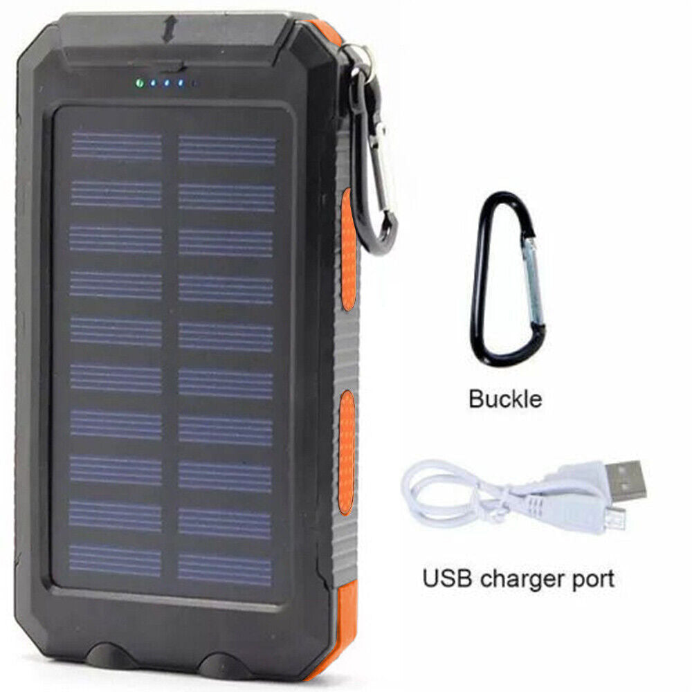 10.000mAh Solar-USB Doppel-Ladegerät – wasserdicht, stoßfest, mit LED-Licht