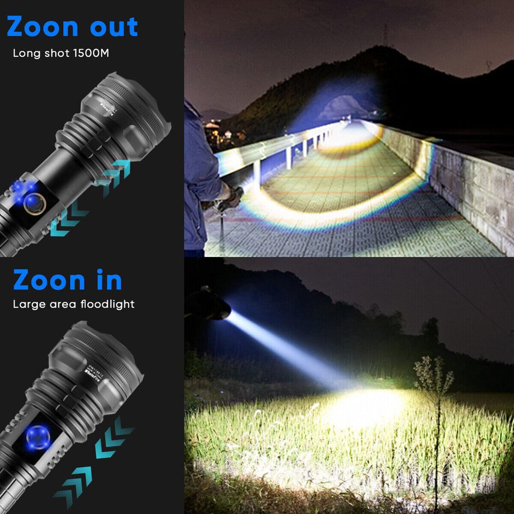 99.000LM Leistungsstarke XHP90 USB-wiederaufladbare LED-Taschenlampe