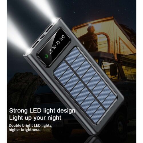 Super 30.000mAh Solar-Powerbank – 4 USB-Anschlüsse, Kabel integriert