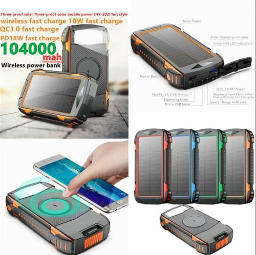Solar-Powerbank 20.000mAh – 10W Qi-Wireless-Solar-Ladegerät mit LED-Taschenlampe