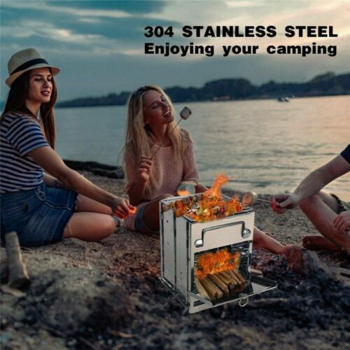 Tragbarer Edelstahl-Holzofen – faltbar für Picknick & Grillen