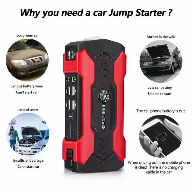 Tragbarer Auto-Starthilfe-Booster mit Powerbank & Notfalltaschenlampe