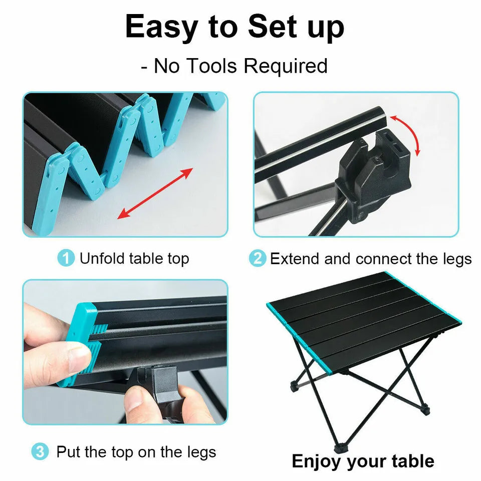 Outdoor-Klapptisch – tragbarer, leichter Aluminiumtisch mit Tasche