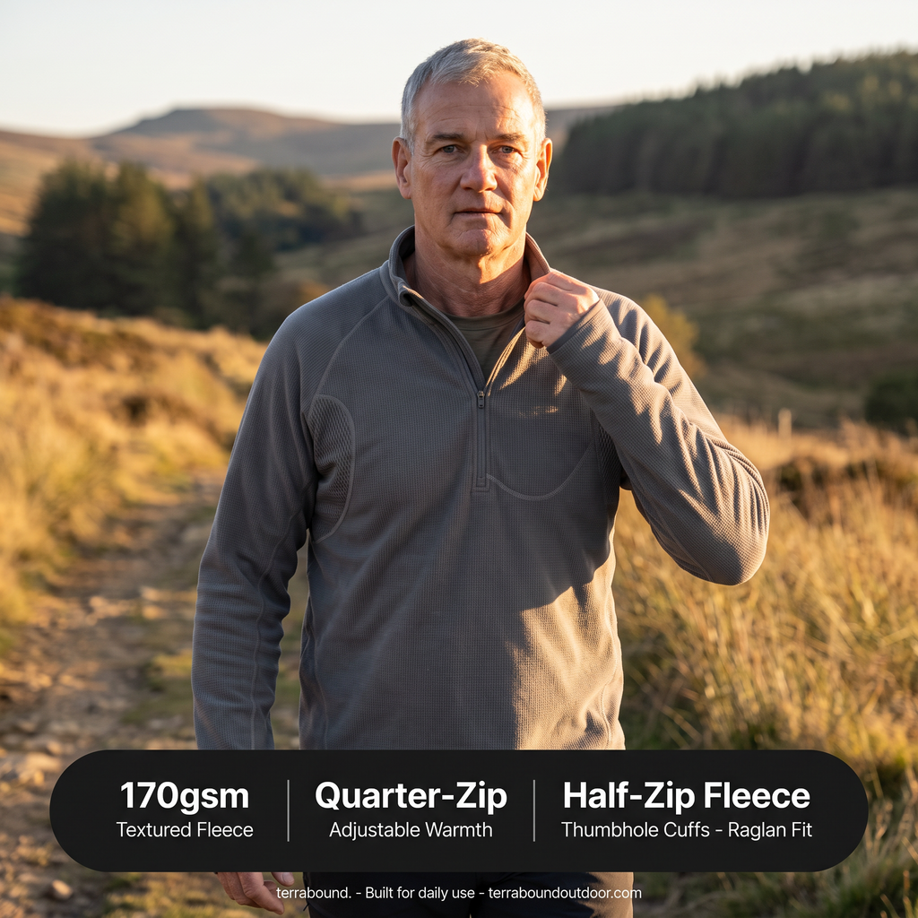 Herren Fleecejacke Half-Zip – Midlayer für Wandern