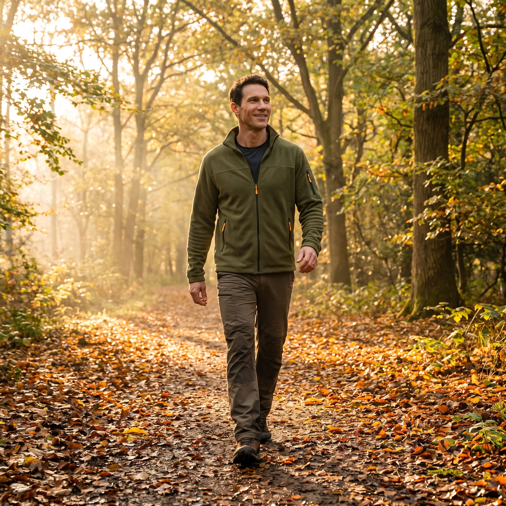 Herren Fleecejacke mit Stehkragen – Midlayer für Wandern