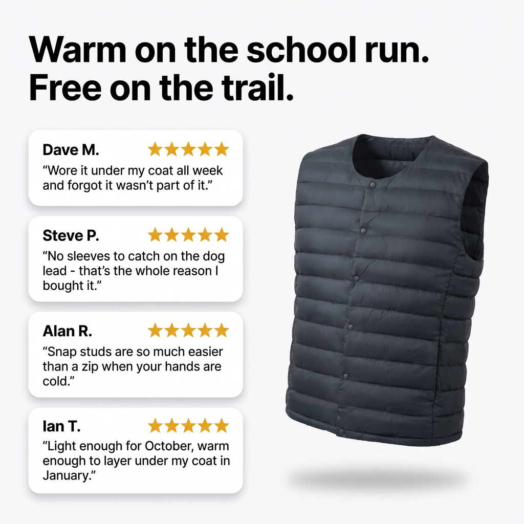 Herren Daunenweste – leichter Bodywarmer für Wandern und Outdoor