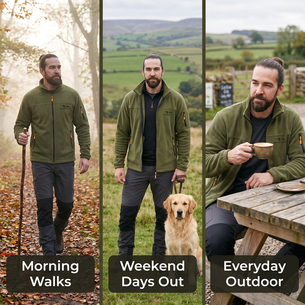Herren Fleecejacke mit Stehkragen – Midlayer für Wandern