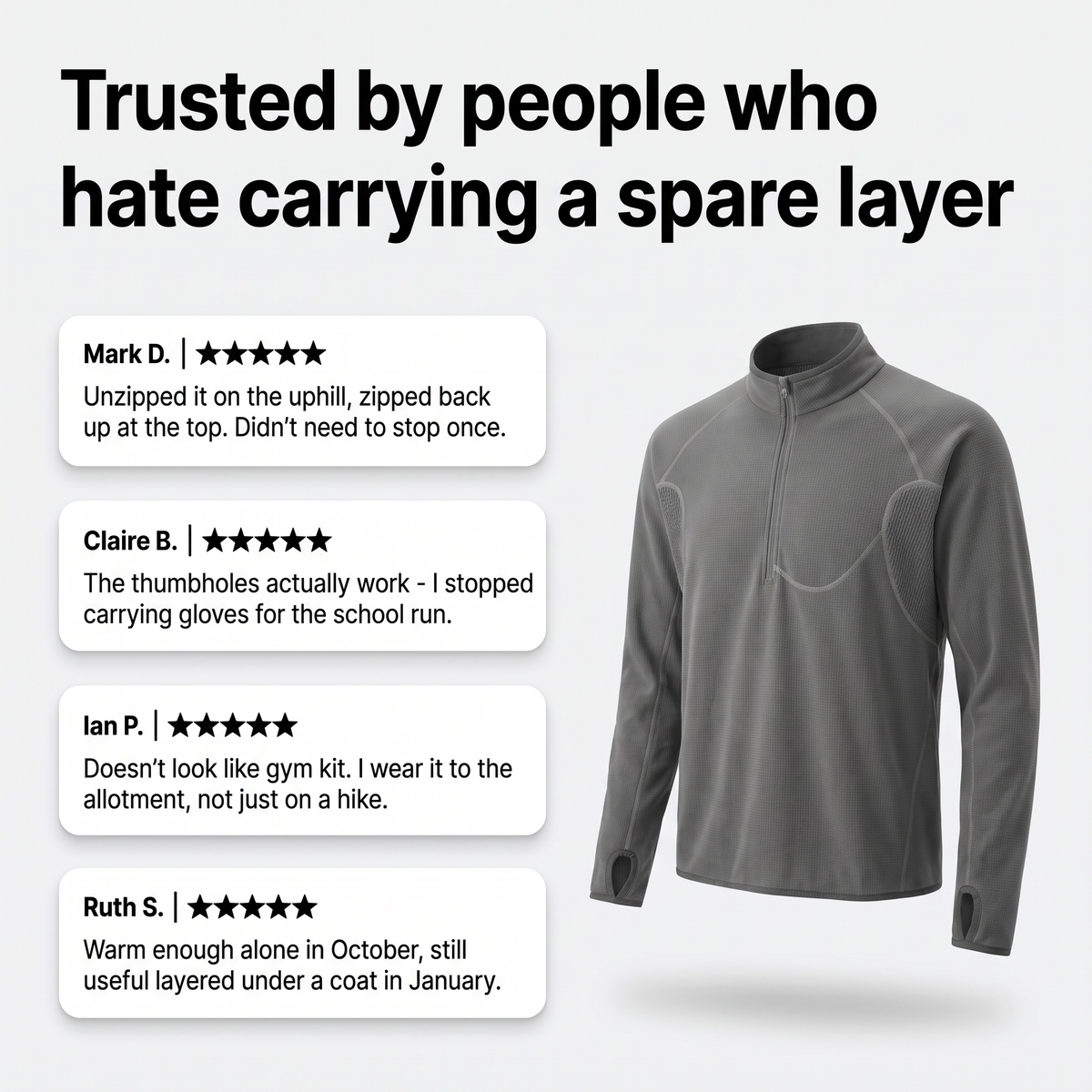 Herren Fleecejacke Half-Zip – Midlayer für Wandern