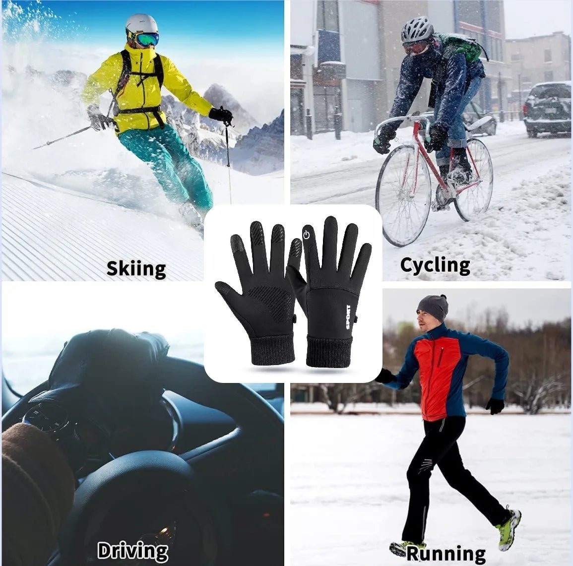 Thermo-Touchscreen-Handschuhe wasserdicht mit rutschfestem Grip