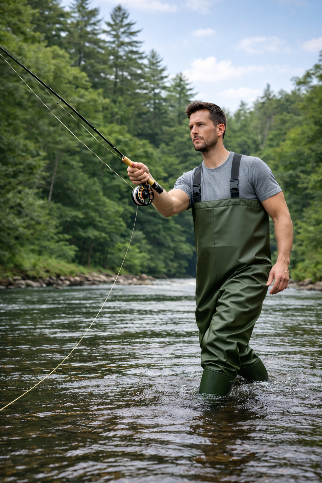 Wathose mit integrierten Stiefeln – wasserdicht für Fluss und Teich