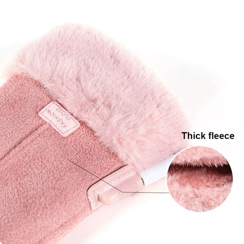 Damen-Heizhandschuhe mit Akku und Kunstfell-Bündchen