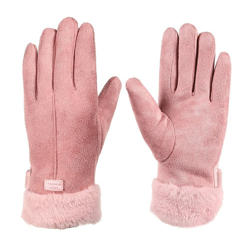 Damen-Heizhandschuhe mit Akku und Kunstfell-Bündchen