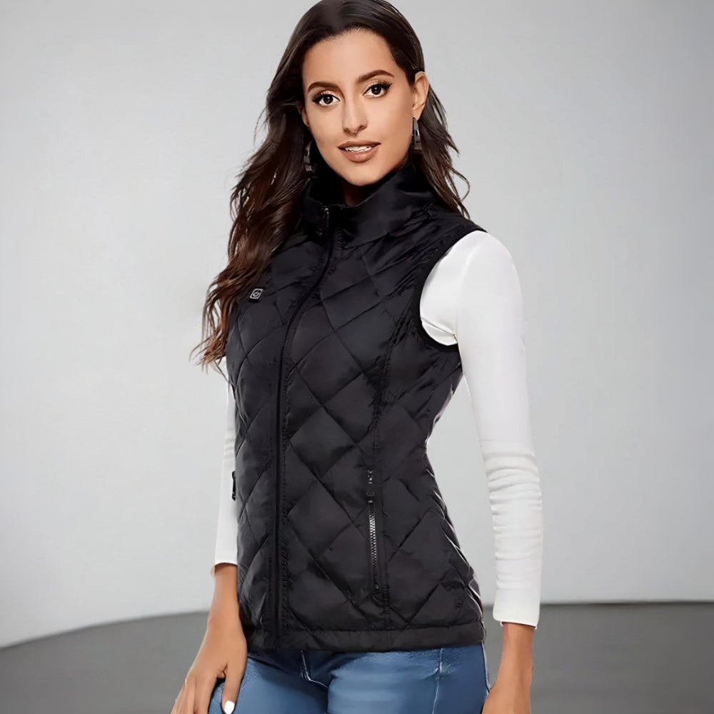 Damen-Heizweste mit Steppdesign und Stehkragen