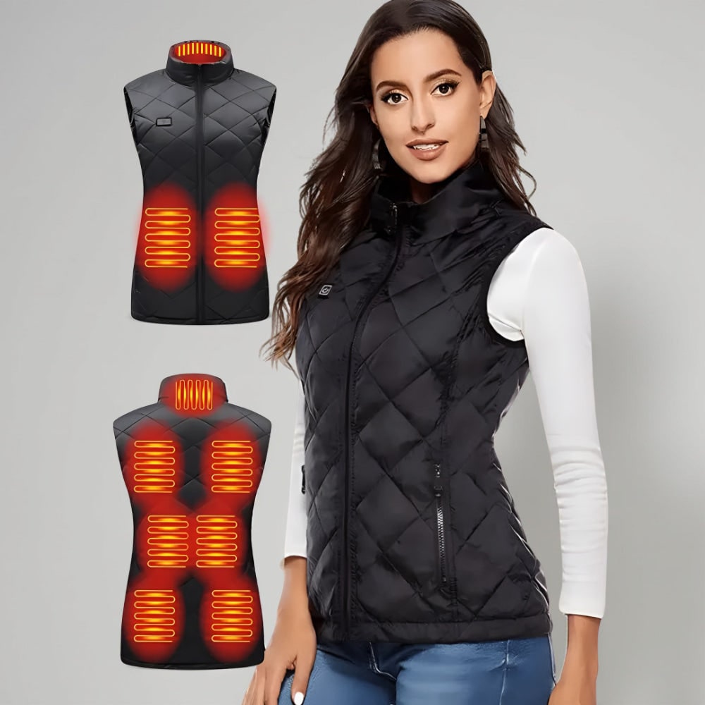 Damen-Heizweste mit Steppdesign und Stehkragen